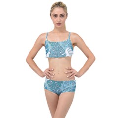 Pattern Leaves Banana Layered Top Bikini Set