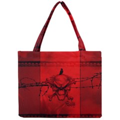 Awesome Creepy Skull With Crowm In Red Colors Mini Tote Bag by FantasyWorld7