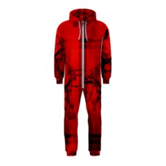 Awesome Creepy Skull With Crowm In Red Colors Hooded Jumpsuit (kids) by FantasyWorld7