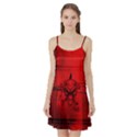 Awesome Creepy Skull With Crowm In Red Colors Satin Night Slip View1