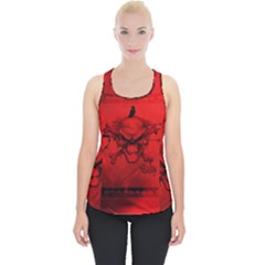 Awesome Creepy Skull With Crowm In Red Colors Piece Up Tank Top by FantasyWorld7