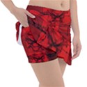 Awesome Creepy Skull With Crowm In Red Colors Tennis Skirt View3