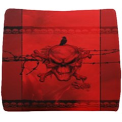 Awesome Creepy Skull With Crowm In Red Colors Seat Cushion by FantasyWorld7