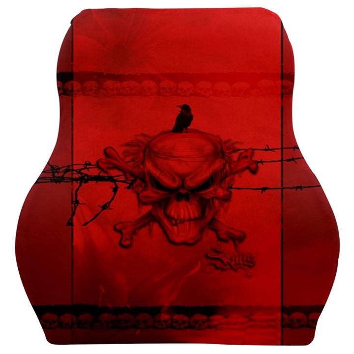 Awesome Creepy Skull With Crowm In Red Colors Car Seat Velour Cushion 