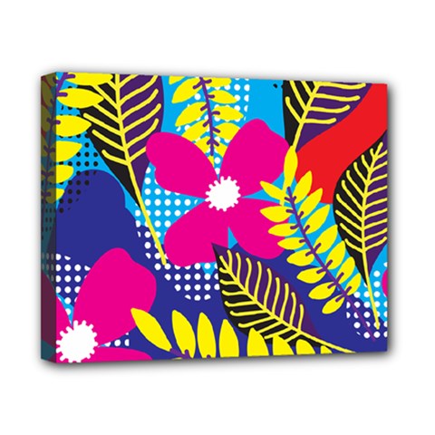 Pattern Leaf Polka Rainbow Canvas 10  X 8  (stretched) by HermanTelo