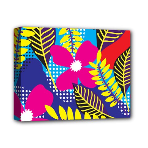 Pattern Leaf Polka Rainbow Deluxe Canvas 14  X 11  (stretched)