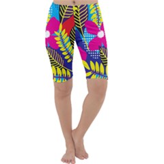 Pattern Leaf Polka Rainbow Cropped Leggings 