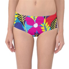 Pattern Leaf Polka Rainbow Mid-waist Bikini Bottoms