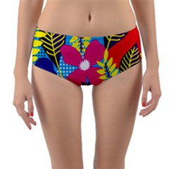 Pattern Leaf Polka Rainbow Reversible Mid-waist Bikini Bottoms