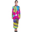 Pattern Leaf Polka Rainbow Turtleneck Maxi Dress View1