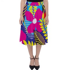 Pattern Leaf Polka Rainbow Classic Midi Skirt by HermanTelo