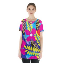 Pattern Leaf Polka Rainbow Skirt Hem Sports Top