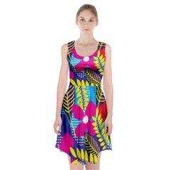 Pattern Leaf Polka Rainbow Racerback Midi Dress by HermanTelo