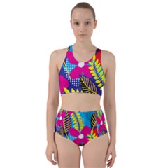 Pattern Leaf Polka Rainbow Racer Back Bikini Set by HermanTelo