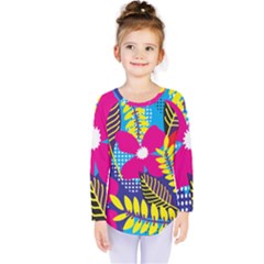 Pattern Leaf Polka Rainbow Kids  Long Sleeve Tee