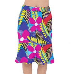 Pattern Leaf Polka Rainbow Mermaid Skirt by HermanTelo