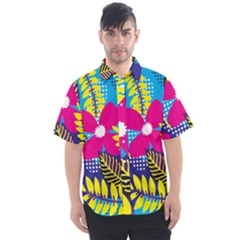 Pattern Leaf Polka Rainbow Men s Short Sleeve Shirt