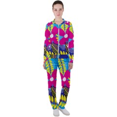 Pattern Leaf Polka Rainbow Casual Jacket And Pants Set