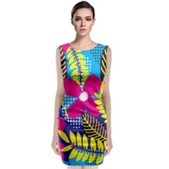 Pattern Leaf Polka Rainbow Sleeveless Velvet Midi Dress