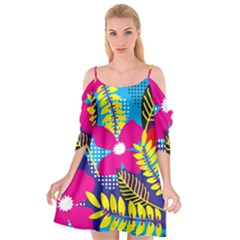 Pattern Leaf Polka Rainbow Cutout Spaghetti Strap Chiffon Dress