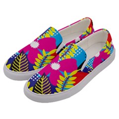 Pattern Leaf Polka Rainbow Men s Canvas Slip Ons by HermanTelo