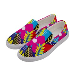 Pattern Leaf Polka Rainbow Women s Canvas Slip Ons