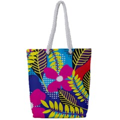 Pattern Leaf Polka Rainbow Full Print Rope Handle Tote (small)