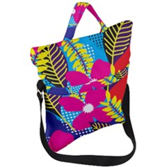 Pattern Leaf Polka Rainbow Fold Over Handle Tote Bag by HermanTelo