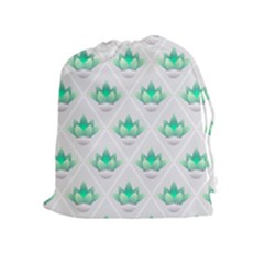 Plant Pattern Green Leaf Flora Drawstring Pouch (xl)