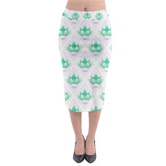 Plant Pattern Green Leaf Flora Midi Pencil Skirt