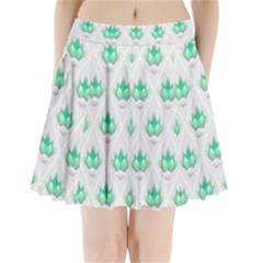 Plant Pattern Green Leaf Flora Pleated Mini Skirt