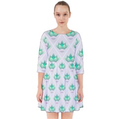 Plant Pattern Green Leaf Flora Smock Dress