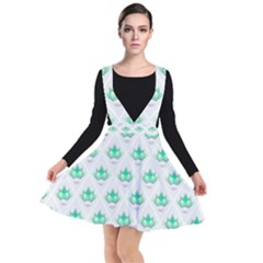 Plant Pattern Green Leaf Flora Plunge Pinafore Dress by HermanTelo