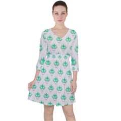 Plant Pattern Green Leaf Flora Ruffle Dress