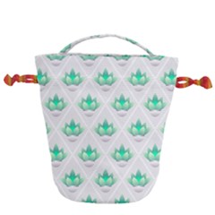 Plant Pattern Green Leaf Flora Drawstring Bucket Bag