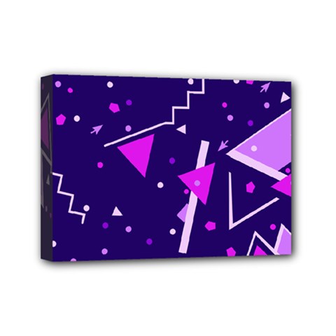 Purple Blue Geometric Pattern Mini Canvas 7  X 5  (stretched) by HermanTelo