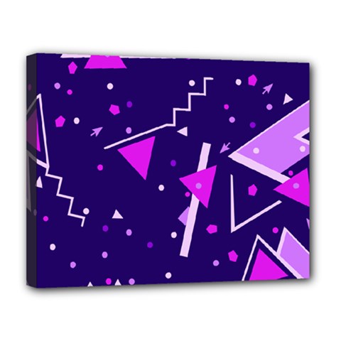 Purple Blue Geometric Pattern Canvas 14  X 11  (stretched)