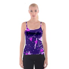 Purple Blue Geometric Pattern Spaghetti Strap Top