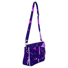 Purple Blue Geometric Pattern Shoulder Bag With Back Zipper