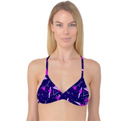 Purple Blue Geometric Pattern Reversible Tri Bikini Top