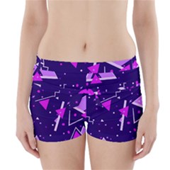 Purple Blue Geometric Pattern Boyleg Bikini Wrap Bottoms