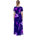 Purple Blue Geometric Pattern High Waist Short Sleeve Maxi Dress View2