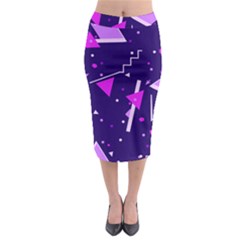 Purple Blue Geometric Pattern Midi Pencil Skirt