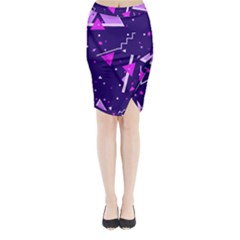 Purple Blue Geometric Pattern Midi Wrap Pencil Skirt by HermanTelo