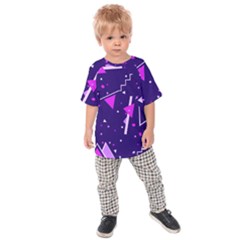 Purple Blue Geometric Pattern Kids  Raglan Tee