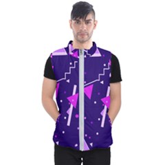 Purple Blue Geometric Pattern Men s Puffer Vest