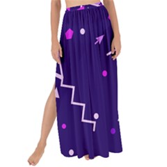 Purple Blue Geometric Pattern Maxi Chiffon Tie-up Sarong