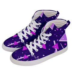 Purple Blue Geometric Pattern Men s Hi-top Skate Sneakers by HermanTelo