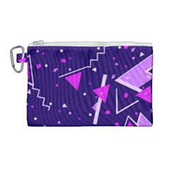 Purple Blue Geometric Pattern Canvas Cosmetic Bag (large)