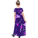 Purple Blue Geometric Pattern Kids  Short Sleeve Maxi Dress View2